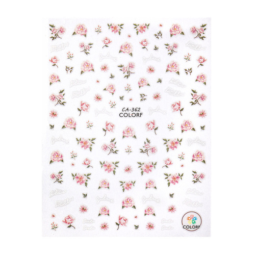 Self-adhesive nail stickers with flowers and inscriptions CA-362 MollyNails