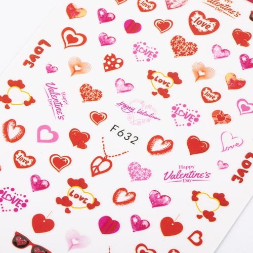 Self-adhesive Valentine's Day heart nail stickers F632