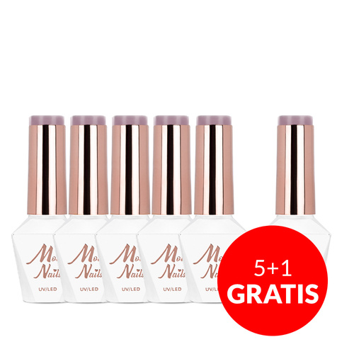 5+1gratis Lakier hybrydowy LED/UV Gel Polish Business Class Nr 318 Smoky MollyNails HEMA/Di-HEMA Free 8g