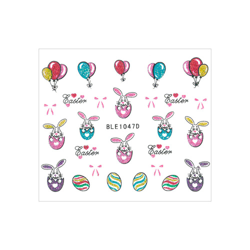 Adesivi 3D per unghie con glitter a tema pasquale BLE 1047D