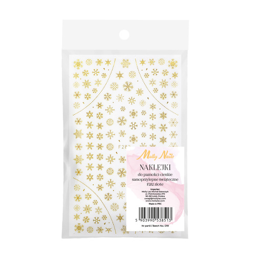 Thin self-adhesive Christmas nail stickers Molly Nails F282 gold