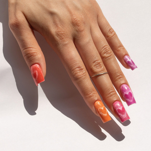 5+1gratis Lakier hybrydowy Molly Nails Neon Flashy Cat Eye HEMA Free 8g Nr 171