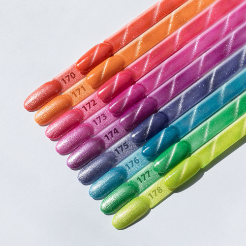 5 + 1 gratis. Esmalte híbrido Molly Nails Neon Flashy Cat Eye sin HEMA, 8 g, n.º 173
