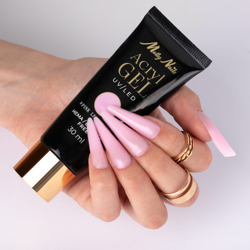 11+1gratis Akrylożel Polygel żel budujący do przedłużania AcrylGel Molly Nails HEMA/Di-HEMA Free Pink Lemonade 30 ml