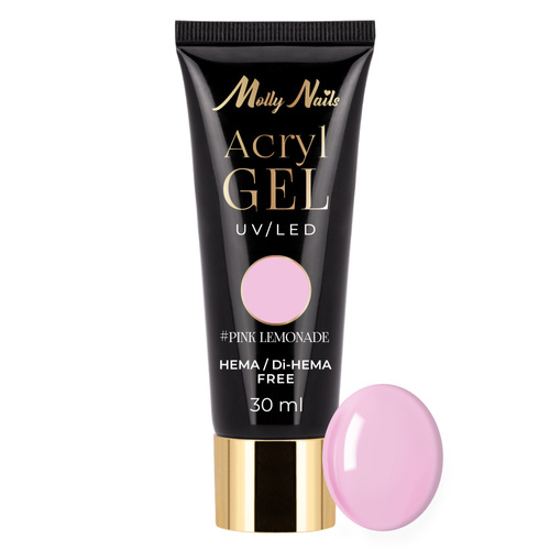 Akrylożel Polygel żel budujący do przedłużania AcrylGel Molly Nails HEMA/Di-HEMA Free Pink Lemonade 30 ml