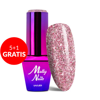 5+1 gratis Smalto ibrido Molly Nails Luxury Glam Rich Baby Rich 8 g n. 542