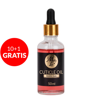 10+1 gratis: Olio per cuticole e unghie con contagocce al profumo di gomma da masticare MollyLac 50 ml