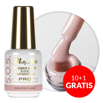 10+1 gratis Base in gomma per unghie flessibili da decorare S.O.S. Antidotum Pro Salon Molly Nails Endless Flame 15 g
