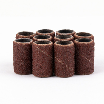 Ковпачки для манікюру та педикюру, насадки для шліфування, циліндр 6 мм, зернистість 120, AlleMed, коричневі, 10 шт.