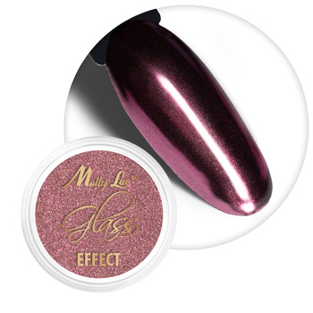 Polvere per decorazioni sulle unghie con effetto specchio MollyLac Glass Effect Deep Pink n. 4