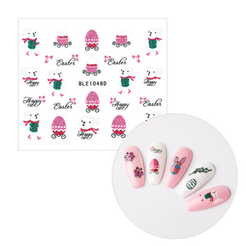 Adhesivos 3D para uñas con purpurina, con motivos de Pascua, BLE 1048D