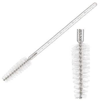 Nylon-Wimpernbürste, weiß – Stiel transparent/schwarz, 50 Stück