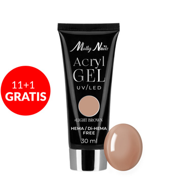 11+1 gratis Acrylgel Polygel Aufbau-Gel für Nagelverlängerungen AcrylGel Molly Nails HEMA/Di-HEMA-frei Hellbraun 30 ml