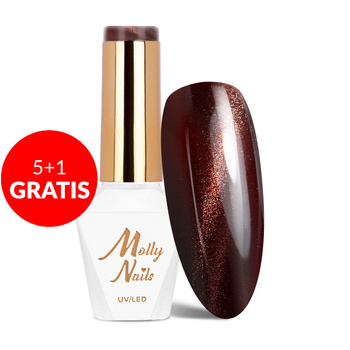 5 + 1 gratis Esmalte híbrido LED/UV Gel Polish Reds Cat Eye Red n.º 236 Molly Nails sin HEMA/Di-HEMA 8 g