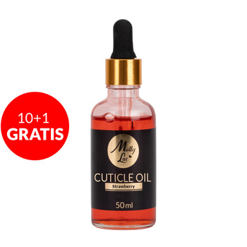 10+1 gratis: Olio per cuticole e unghie con contagocce al profumo di fragola MollyLac 50 ml