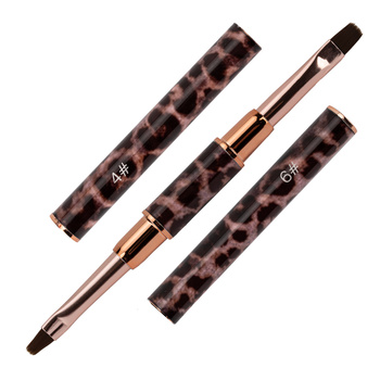 Pennellino doppio per gel n. 4 e n. 6, ovale, motivo leopardato, No Name