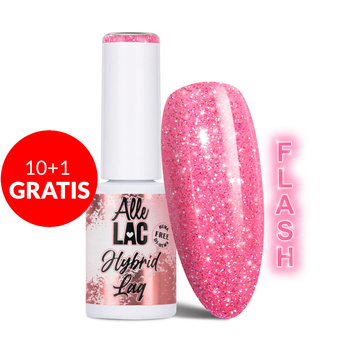 10 + 1 gratis. Esmalte híbrido LED/UV Gel Polish Pinks Flash Glitter Light Pink AlleLac sin HEMA/Di-HEMA, 6 g