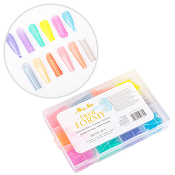 Moules supérieurs Dual pour la pose d'ongles, avec graduation Molly Nails, colorés, 12 formes, 288 pièces