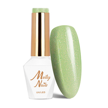 Smalto ibrido Molly Nails Green Party Glitter Green senza HEMA/Di-HEMA 8 g n. 81
