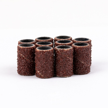 Manicure and pedicure caps, mandrels, abrasive caps, cylinder 6 mm, grit 60, AlleMed, brown, 10 pcs.