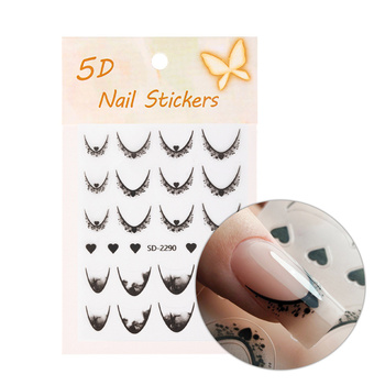 Selbstklebende 5D-Nagelaufkleber / French / Französische Smile-Linie, 20 Stück, schwarz, SD-2290