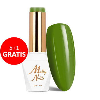 5+1 gratis Smalto ibrido Molly Nails Green Party Green Olive senza HEMA/Di-HEMA 8 g n. 85