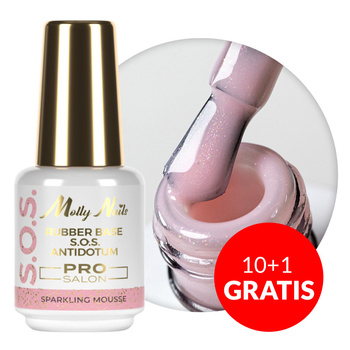 10+1 gratis: Base in gomma per unghie flessibili da decorare S.O.S. Antidotum Pro Salon Molly Nails Sparkling Mousse 15 g