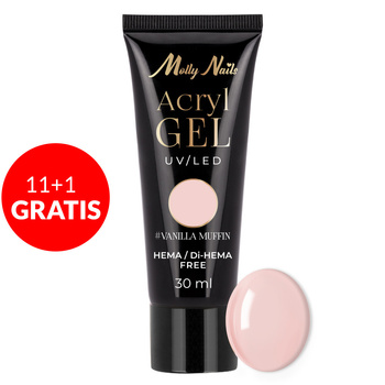 11+1 gratis Acrylgel Polygel Aufbau-Gel für Nagelverlängerungen AcrylGel Molly Nails HEMA/Di-HEMA-frei Vanilla Muffin 30 ml