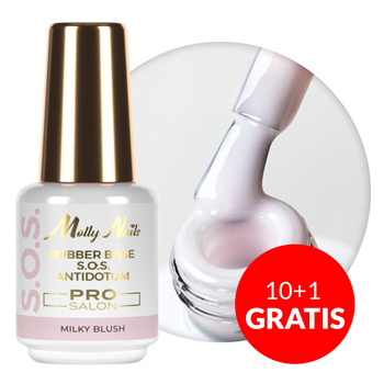 10+1 gratis Base in gomma per unghie flessibili da decorare S.O.S. Antidotum Pro Salon Molly Nails Milky Blush 15 g