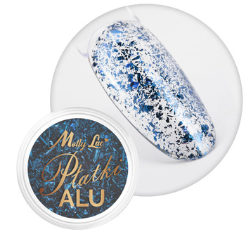 Polvere per unghie metallizzata MollyLac, fiocchi di alluminio, blu brillante, 0,2 g, n. 6