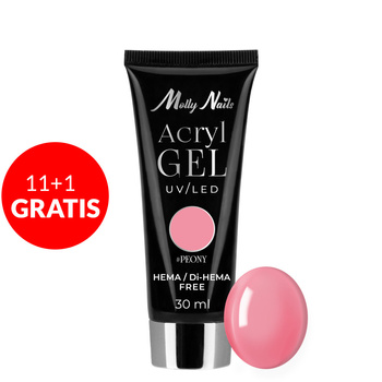 11+1 gratis Acrylgel Polygel Aufbau-Gel für Nagelverlängerungen AcrylGel Molly Nails HEMA/Di-HEMA-frei Peony 30 ml