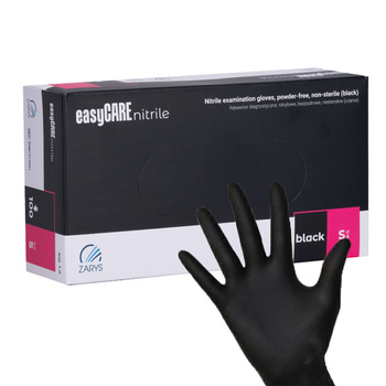 Easycare Black Disposable Nitrile Diagnostic and Protective Gloves, Size S, Black, 100 Count
