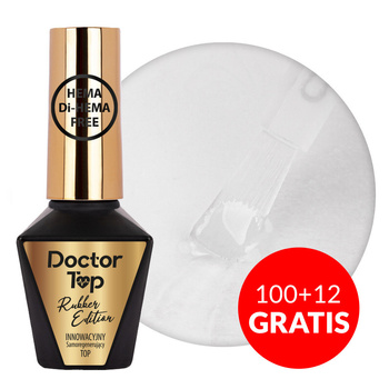 100+12 gratis Rubber Doctor Top Molly Nails: top coat in gomma autorigenerante, senza bisogno di strofinare, privo di HEMA/Di-HEMA, trasparente, 10 g