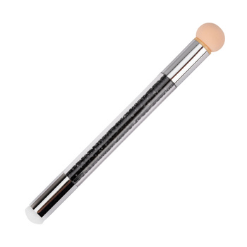 Pincel de doble cara con esponja para ombré y nail art, con estampador y pedrería, negro