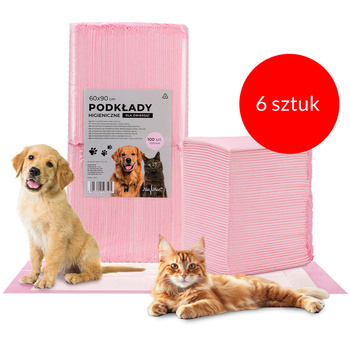 6 unidades de alfombrillas absorbentes para perros: entrenamiento para hacer pis, higiene y limpieza. AlleMed, 100 unidades, 60 x 90 cm, color rosa