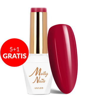 5 + 1 gratuit Vernis hybride Molly Nails Hearts &amp; Kisses Rowanberry Coral sans HEMA/Di-HEMA 8 g n° 194