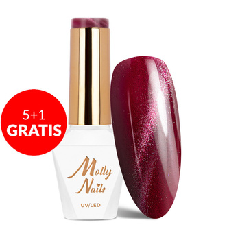 5 + 1 gratis. Esmalte híbrido LED/UV Gel Polish Reds Cat Eye Red n.º 232 Molly Nails sin HEMA/Di-HEMA, 8 g