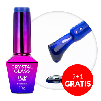 5+1 gratis – Farbiges Top-Coat ohne Abwischen, Crystal Glass Molly Nails Blue, HEMA/Di-HEMA-frei, 10 g