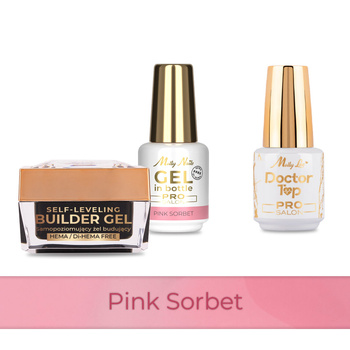 Molly Nails PRO MATCH SYSTEM 2+1 Pink Sorbet 2 gel modellanti + Doctor Top 15 g