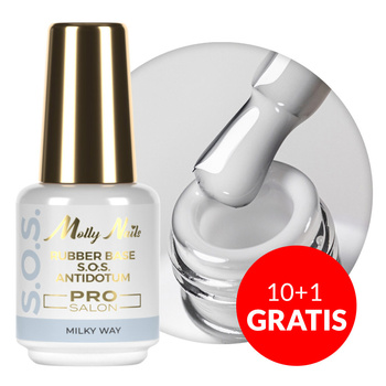 10+1 gratis Base in gomma per unghie flessibili da decorare S.O.S. Antidotum Pro Salon Molly Nails Milky Way 15 g