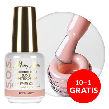 10+1 gratis Base in gomma per unghie flessibili da decorare S.O.S. Antidotum Pro Salon Molly Nails Rosy Mist 15 g