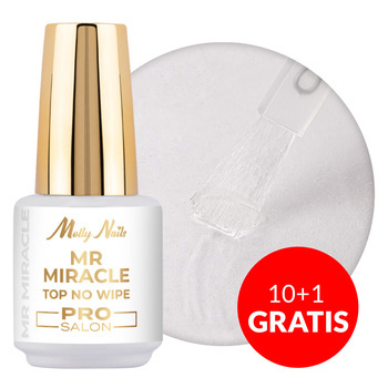 10+1 gratis Top no wipe Mr. Miracle Pro Salon Molly Nails per smalti ibridi, non assorbe il pigmento, senza HEMA/Di-HEMA, 15 g