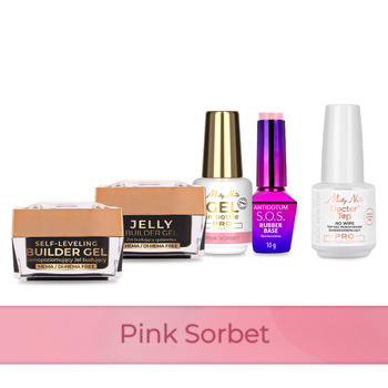 Molly Nails PRO MATCH SYSTEM 4+1 Pink Sorbet 3 gel modellanti + base + Doctor Top 15 g