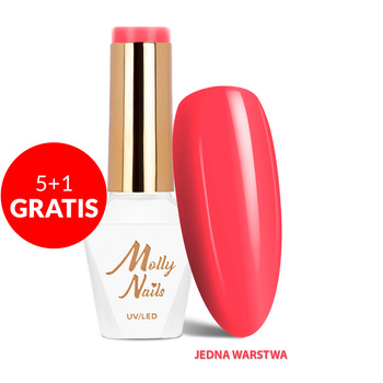 5+1 gratis Smalto ibrido LED/UV Gel Polish Vivid Vibes n. 286 Hot Coral Molly Nails senza HEMA/Di-HEMA 8 g