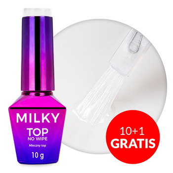 10+1 gratis Top Milky MollyNails, smalto lattiginoso no-wipe senza risciacquo, Milky White, senza HEMA/Di-HEMA, 10 g