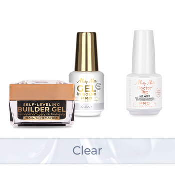 Molly Nails PRO MATCH SYSTEM 2+1 Clear: 2 gel modellanti + Doctor Top 15 g