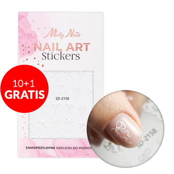 10+1 gratis: Adesivi per unghie 5D autoadesivi a forma di fiocco, bianchi, SD-2158 MollyNails