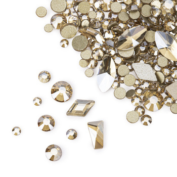 Decorazioni per unghie MollyNails: strass dorati assortiti, 150 pezzi