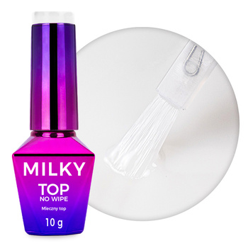 Top Milky MollyNails, smalto lattiginoso no-wipe senza risciacquo, Milky White, senza HEMA/Di-HEMA, 10 g