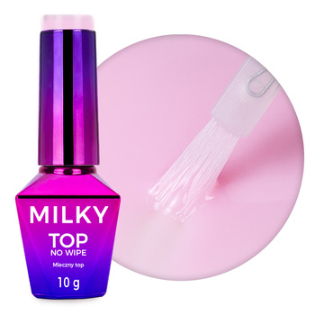 Top Milky MollyNails, smalto lattiginoso no-wipe senza risciacquo, Milky Blush, senza HEMA/Di-HEMA, 10 g